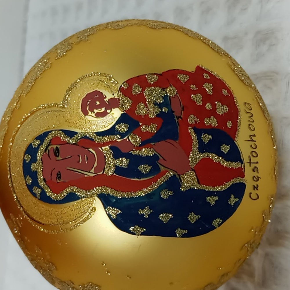 The Black Madonna of Czestochowa Polish Christmas Ornament New In Box Gold/Blue - Picture 3 of 10